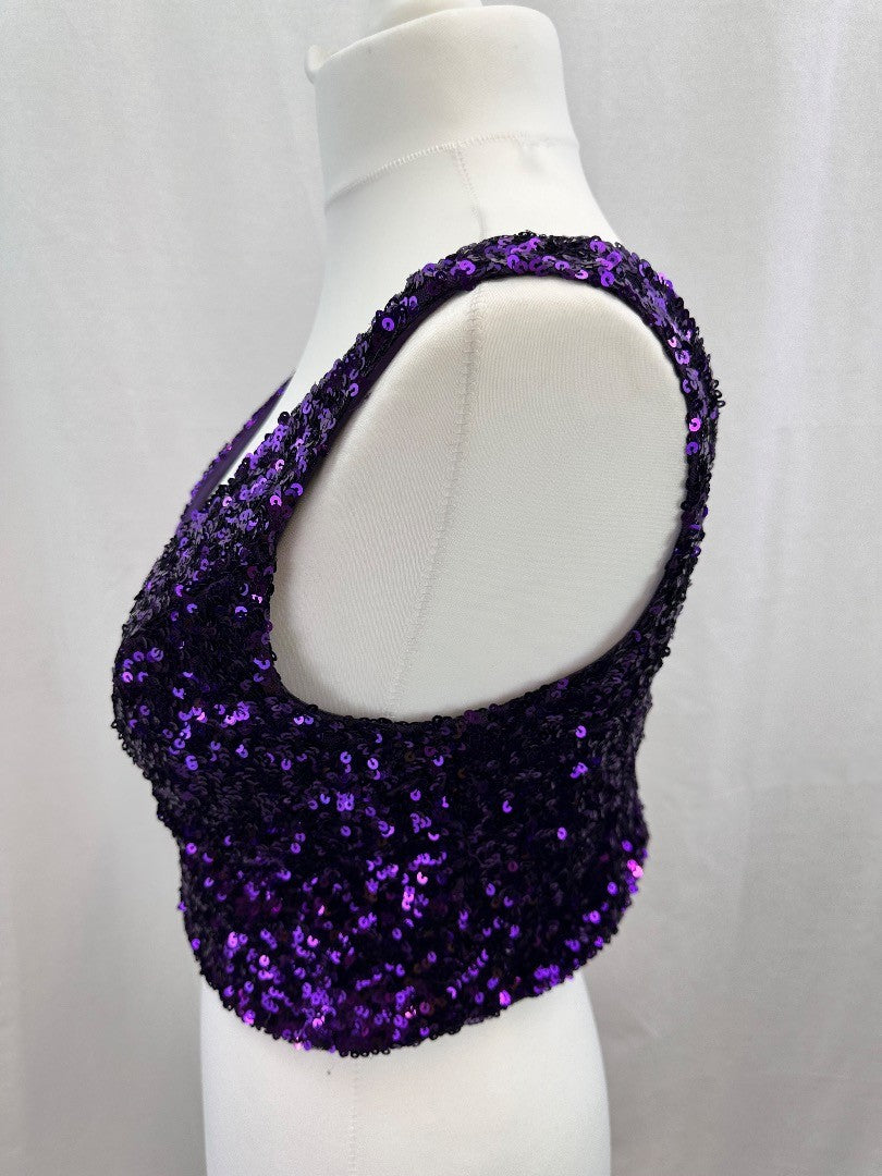 Coast Purple Sequin V Neck Bustier Size 14 BNWT