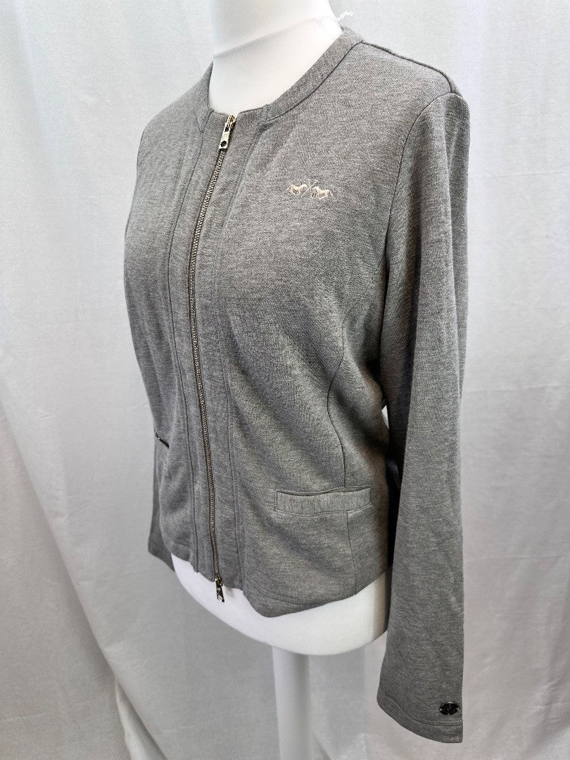 HV Society Polo Society Grey Zip Up Pockets Sweater Size XL Excellent Condition