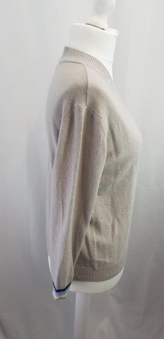 Luella Grey Blue White Cashmere Jumper Size 12/14 VGC