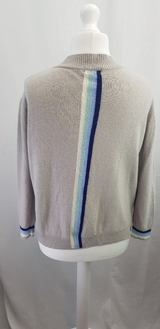 Luella Grey Blue White Cashmere Jumper Size 12/14 VGC