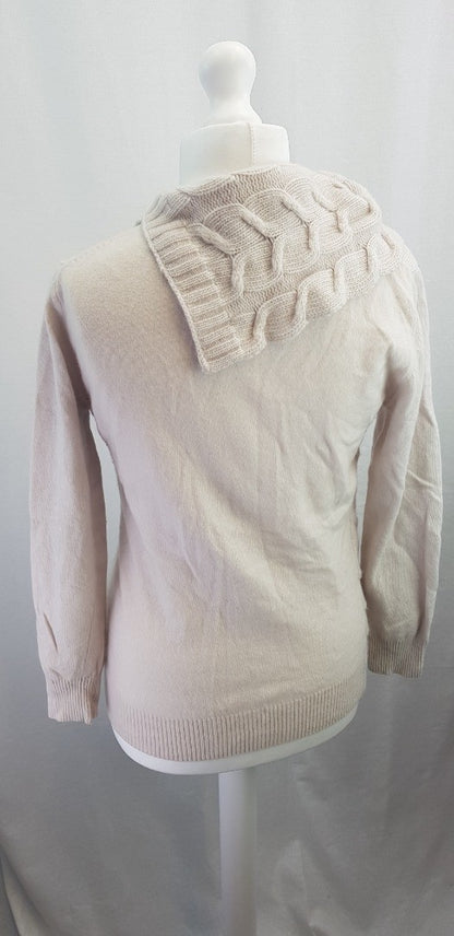 Marchbrae Ivory Knit 100% Lambswool Cowl Neck Jumper Size L Excellent Condition