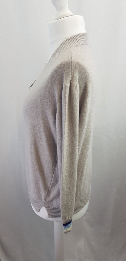 Luella Grey Blue White Cashmere Jumper Size 12/14 VGC