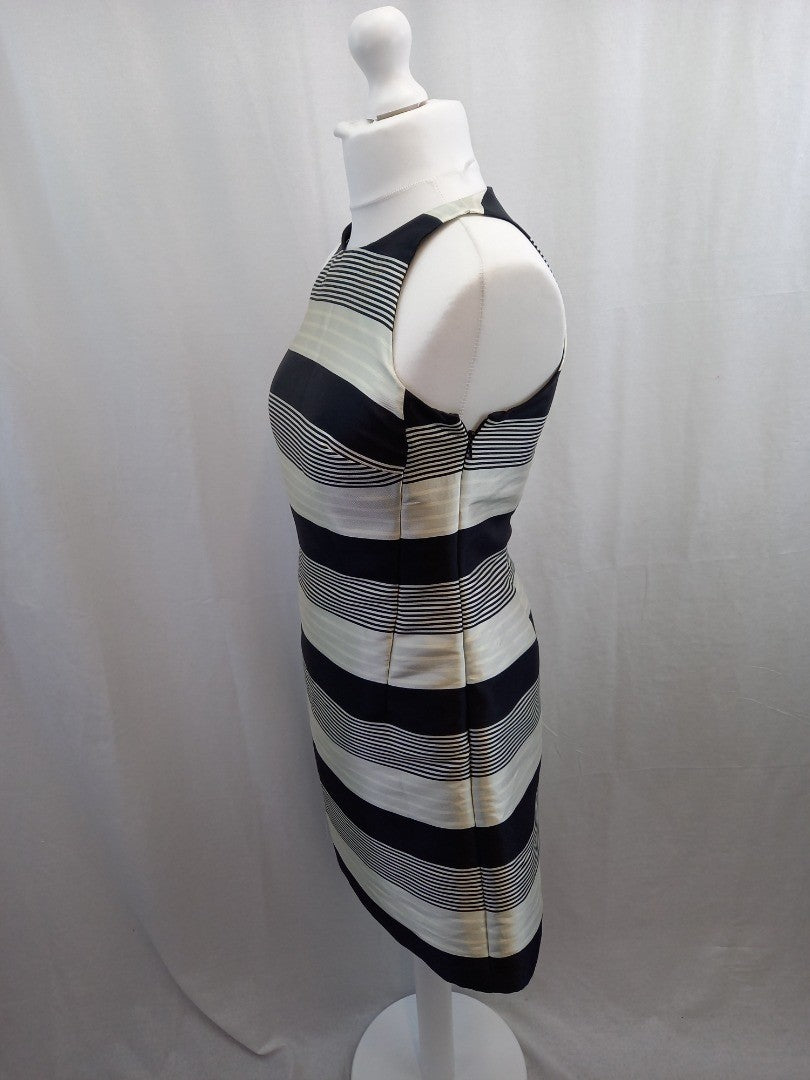 monsoon dress black grey white size 12 stripes