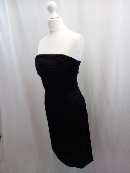 coast dress black size 10 ruched front panel boned support at sides strapless