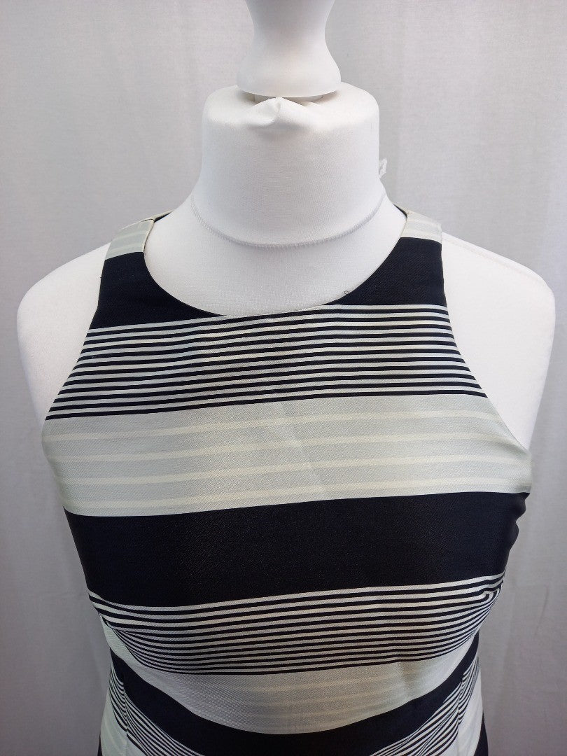 monsoon dress black grey white size 12 stripes