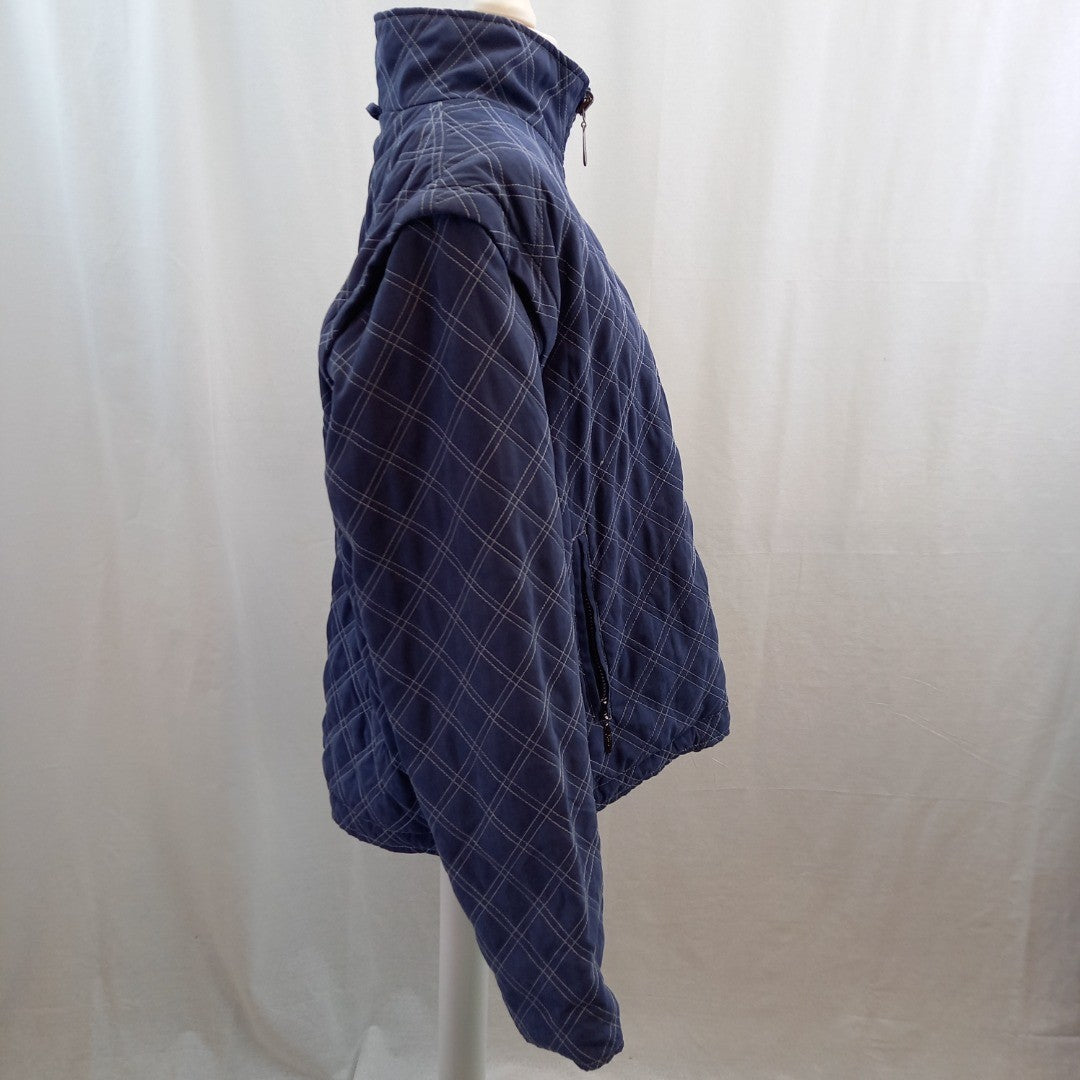 Joules Blue Checked Coat With Detachable Sleeves UK 12 Good