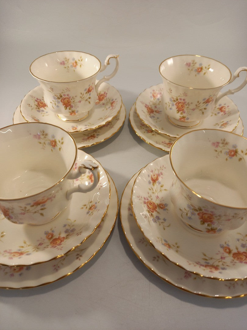 royal albert peach rose cup saucer plate trios x4