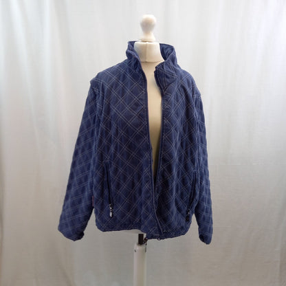 Joules Blue Checked Coat With Detachable Sleeves UK 12 Good