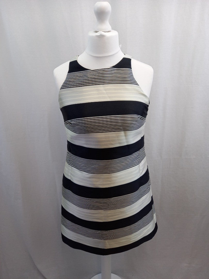 monsoon dress black grey white size 12 stripes