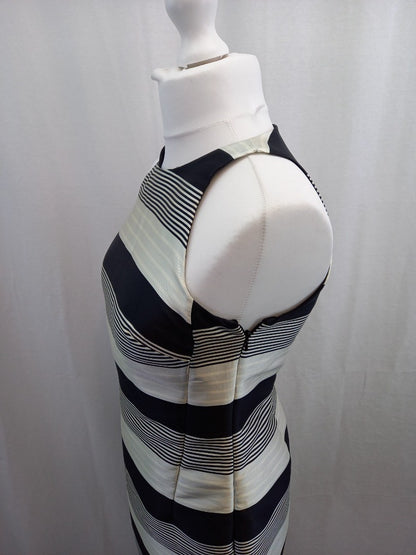 monsoon dress black grey white size 12 stripes