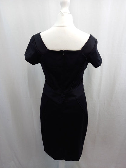 ted baker black dress size 2 uk10 short sleeves with stretch party christmas