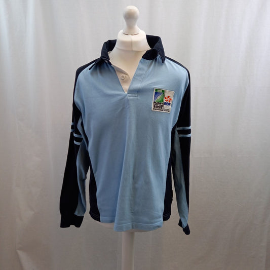 Blue Long Sleeve Rugby Shirt France 2007 Rugby World Cup UK L Excellent