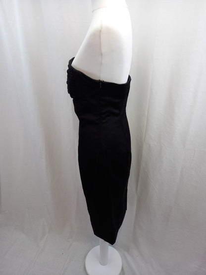 coast dress black size 10 ruched front panel boned support at sides strapless