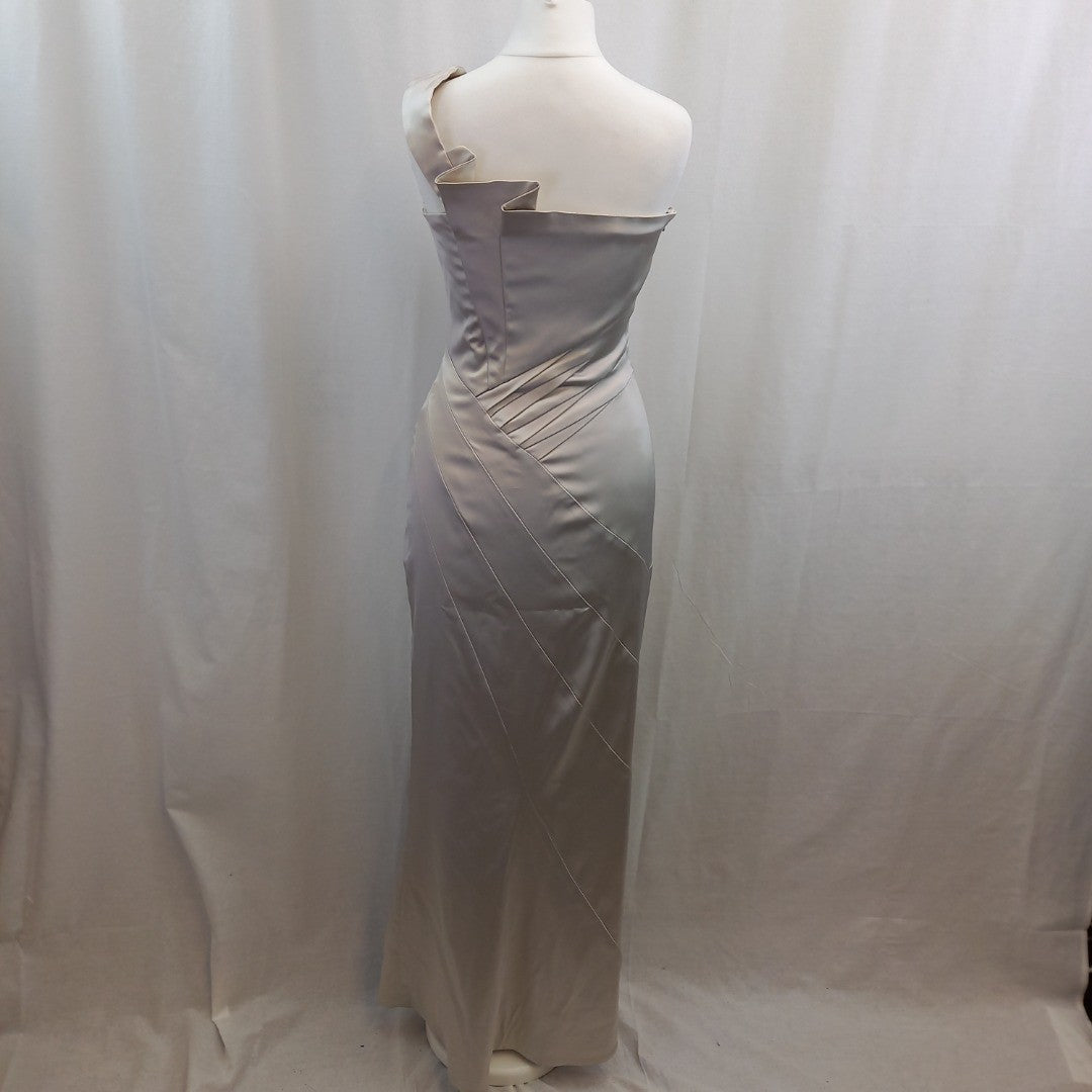 Karen Millen Silver Fitted Formal Dress UK 10 Good