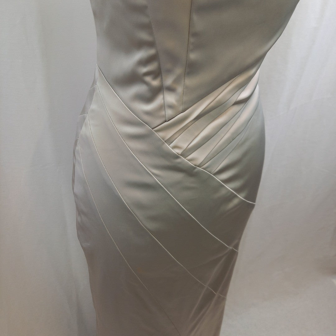 Karen Millen Silver Fitted Formal Dress UK 10 Good