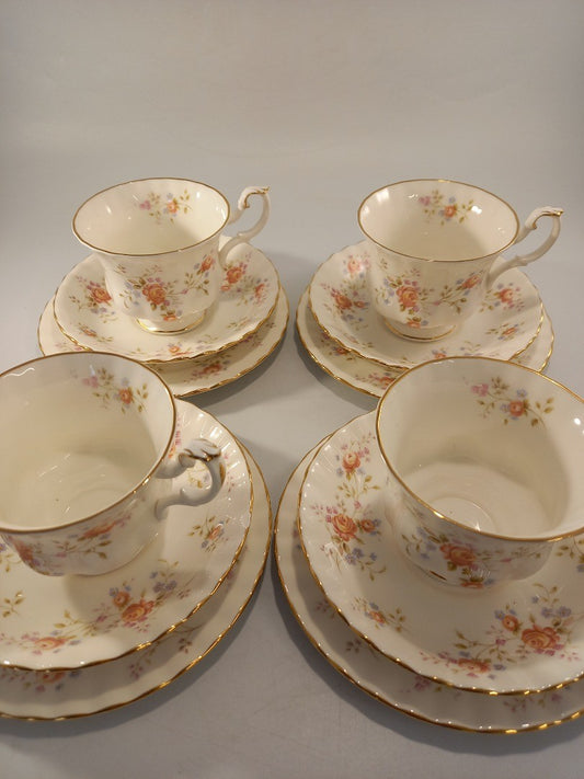 royal albert peach rose cup saucer plate trios x4