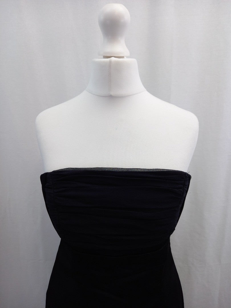 coast dress black size 10 ruched front panel boned support at sides strapless