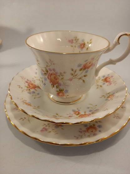 royal albert peach rose cup saucer plate trios x4