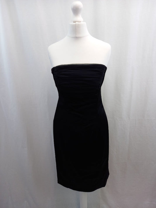 coast dress black size 10 ruched front panel boned support at sides strapless