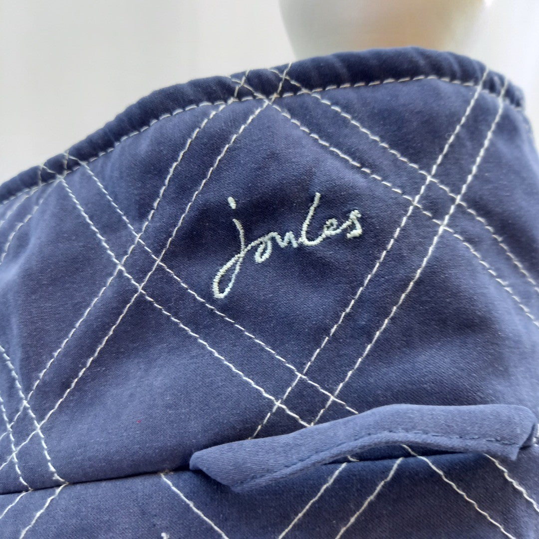 Joules Blue Checked Coat With Detachable Sleeves UK 12 Good