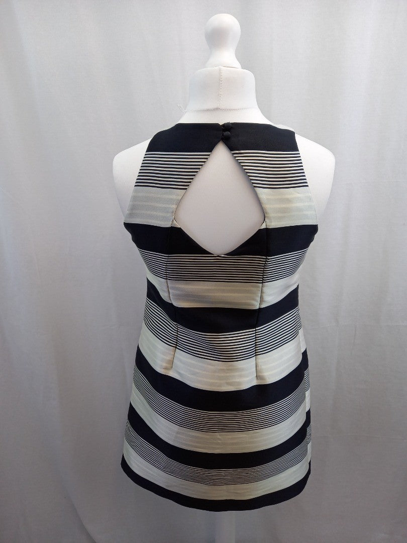 monsoon dress black grey white size 12 stripes