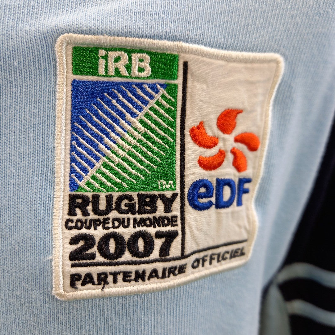 Blue Long Sleeve Rugby Shirt France 2007 Rugby World Cup UK L Excellent