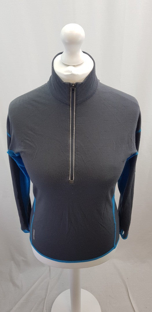 Icebreaker GT Grey Blue Quarter Zip Long Sleeve Top Size M Excellent Condition