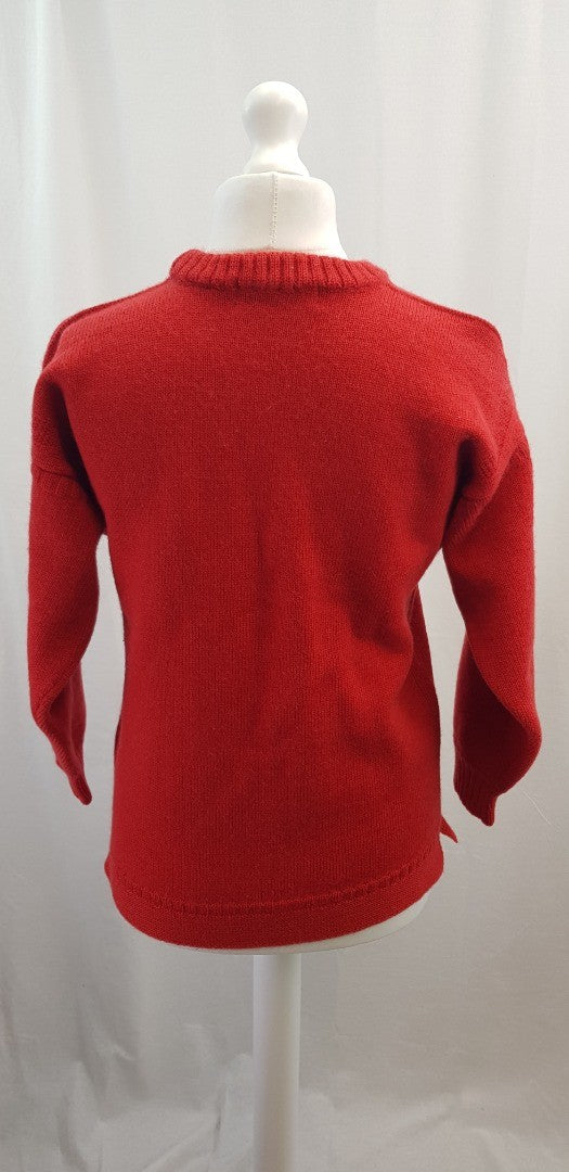 Guernsey Woollens Red Pure New Wool Jumper Size 40 Excellent Condition