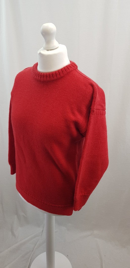 Guernsey Woollens Red Pure New Wool Jumper Size 40 Excellent Condition