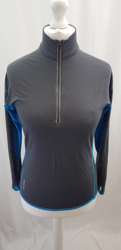 Icebreaker GT Grey Blue Quarter Zip Long Sleeve Top Size M Excellent Condition