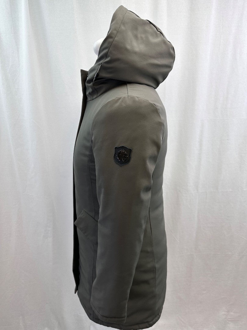 Roberto Cavalli Padded Coat With Hood Grey Green Size M Excellent Condition