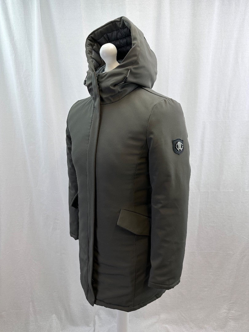 Roberto Cavalli Padded Coat With Hood Grey Green Size M Excellent Condition