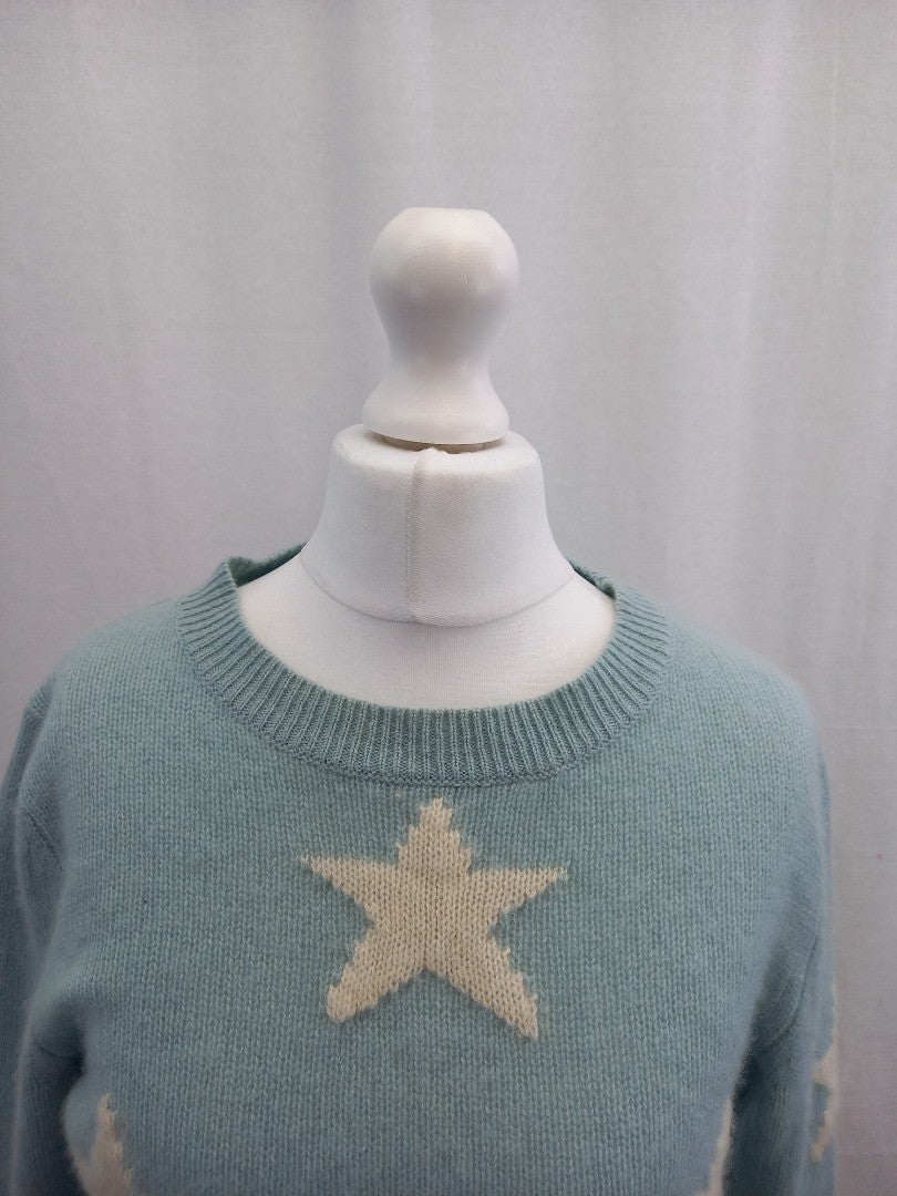 360 cashmere jumper medium blue with white stars