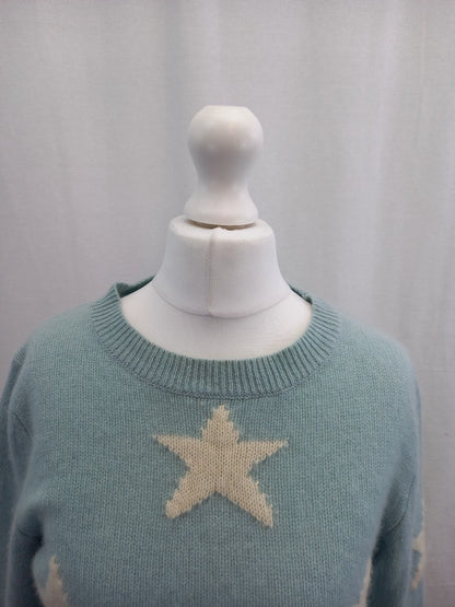 360 cashmere jumper medium blue with white stars