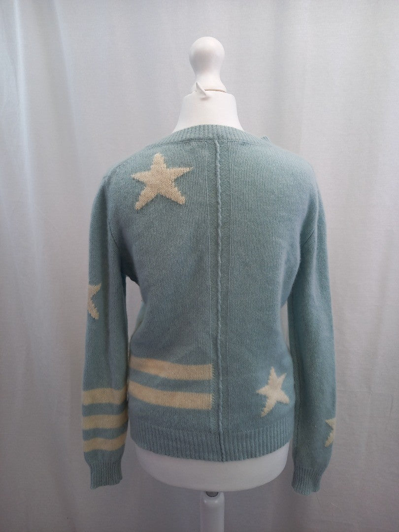 360 cashmere jumper medium blue with white stars