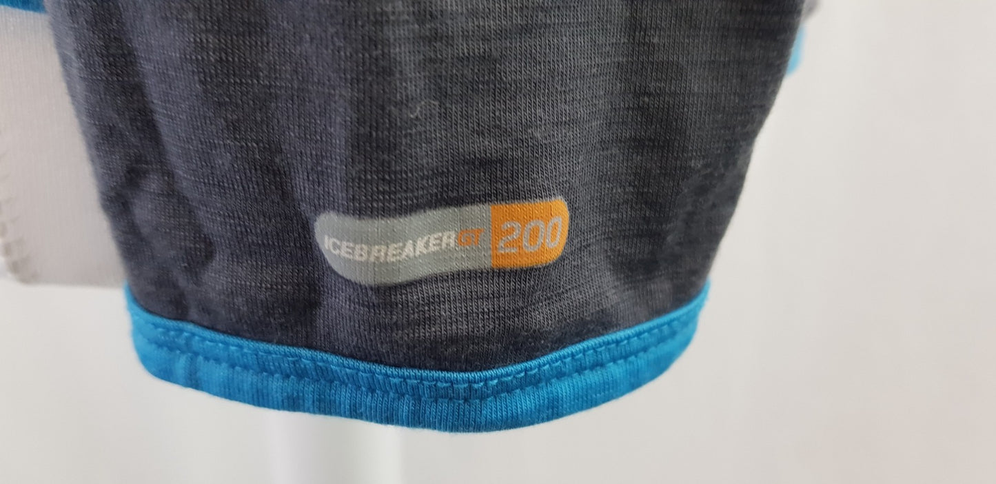 Icebreaker GT Grey Blue Quarter Zip Long Sleeve Top Size M Excellent Condition