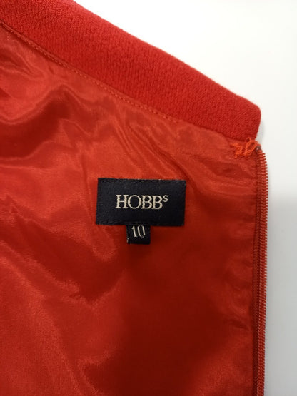 hobbs red dress size 10 wool short sleeve back zip