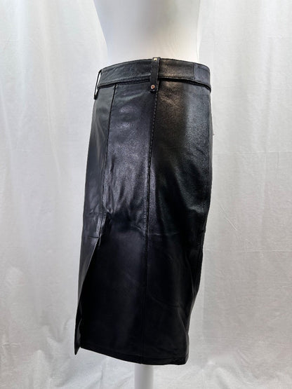 Sosandar 100% Realgrade Leather Pencil Black Skirt Size 8 BNWT