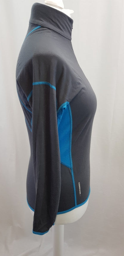 Icebreaker GT Grey Blue Quarter Zip Long Sleeve Top Size M Excellent Condition