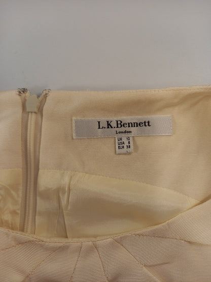 l k bennett dress cream white sleevless uk 10 back zip