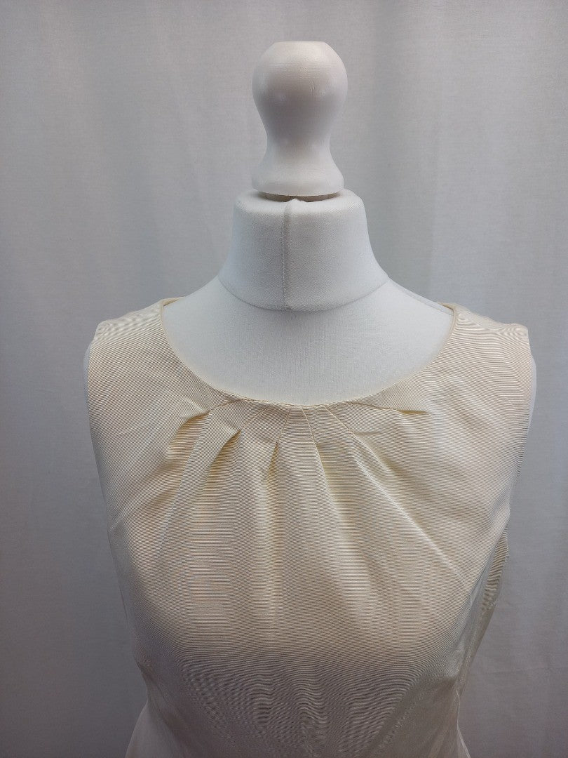 l k bennett dress cream white sleevless uk 10 back zip