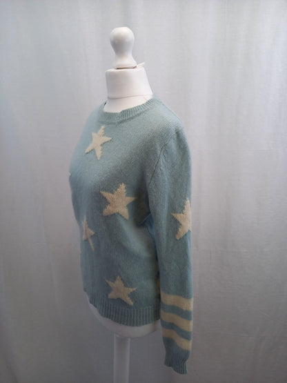 360 cashmere jumper medium blue with white stars