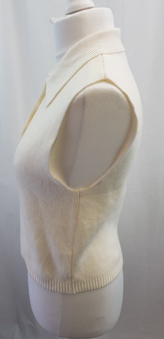 MNG Ivory Super Soft Collared Tank Top Size S BNWT