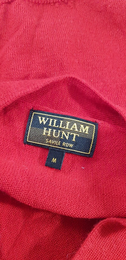 William Hunt Red Wool Waistcoat Cardigan Pockets Size M Excellent Condition