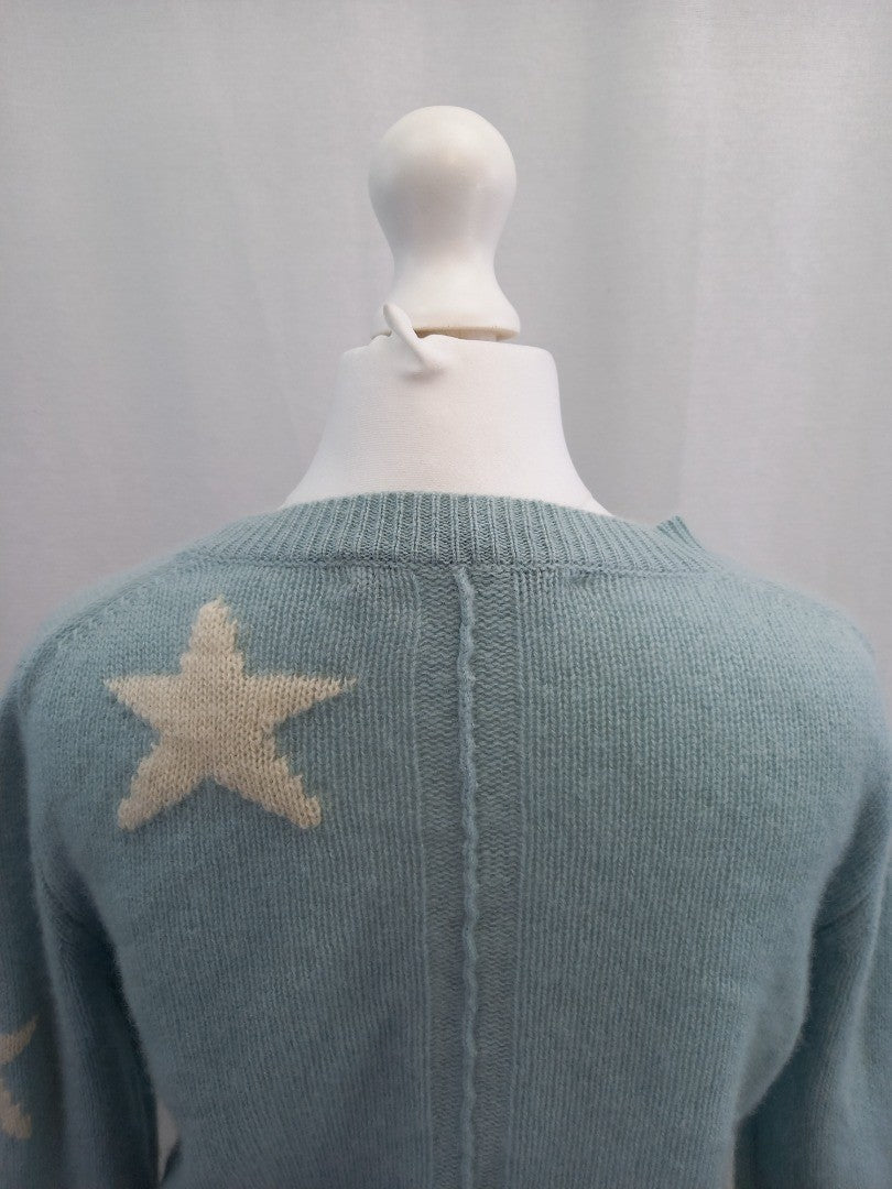 360 cashmere jumper medium blue with white stars