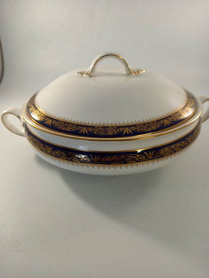 aynsley balmoral lidded serving dish tureen white navy gold