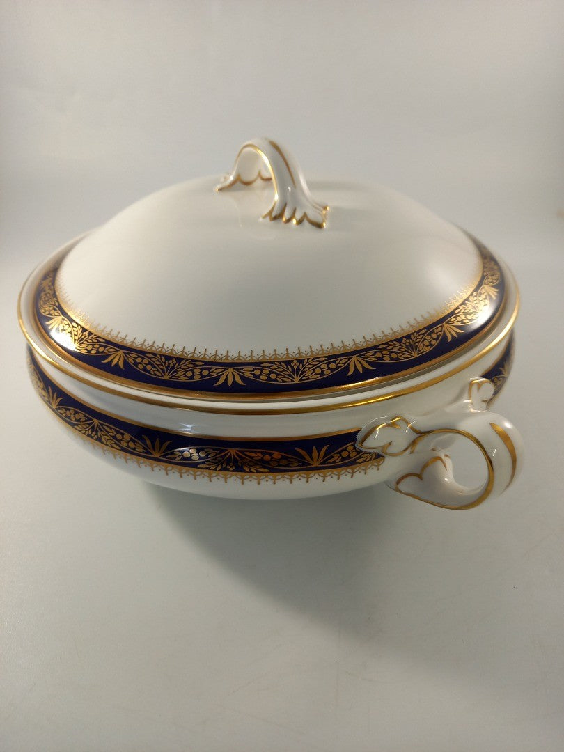 aynsley balmoral lidded serving dish tureen white navy gold