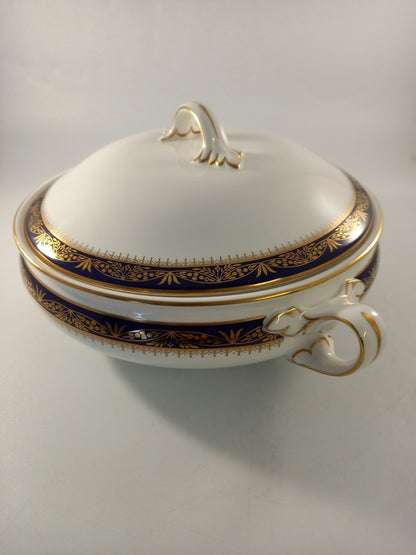 aynsley balmoral lidded serving dish tureen white navy gold