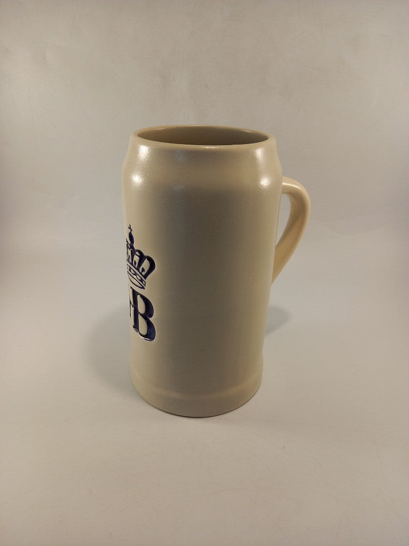 beer stein hofbrauhaus muchen hb 1 litre stoneware mug blue print tankard vgc