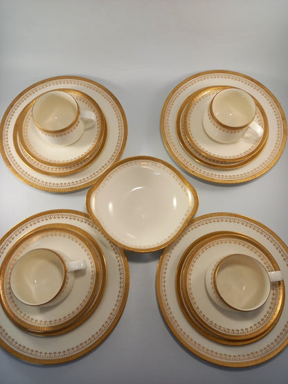 seyei shellbone china tea set gold lace 4x settings cup saucer side plate bowls